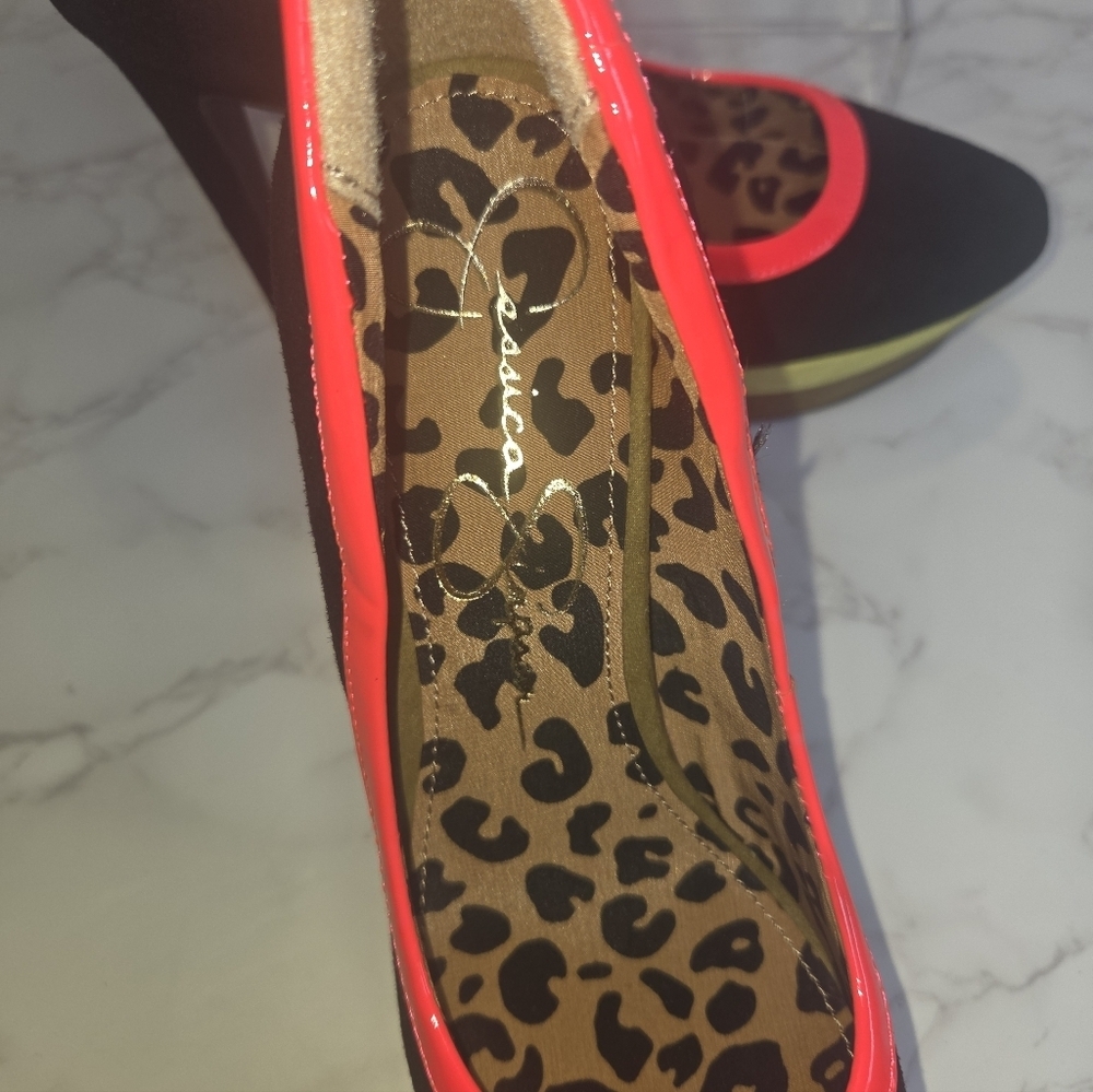 Black Pumps with Neon Pink Trim by - Picture 5 of 7